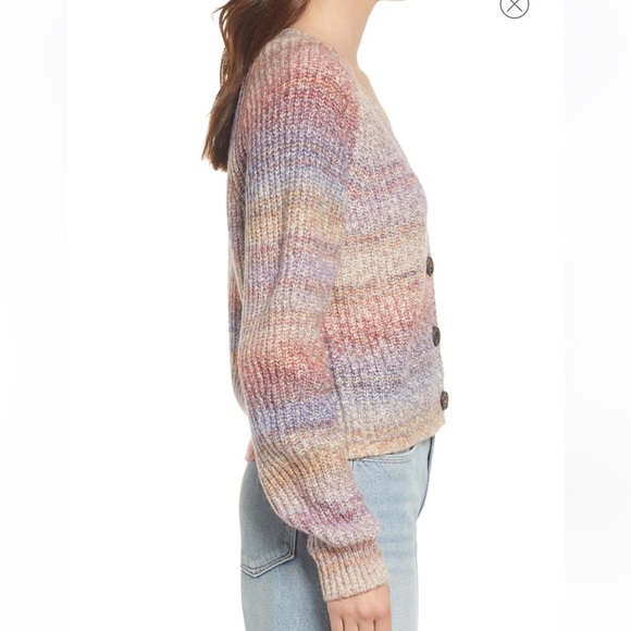 Rails Multicolor Ribbed Knit Button-Front Cardigan — Pastel Stripes - Picture 3 of 9